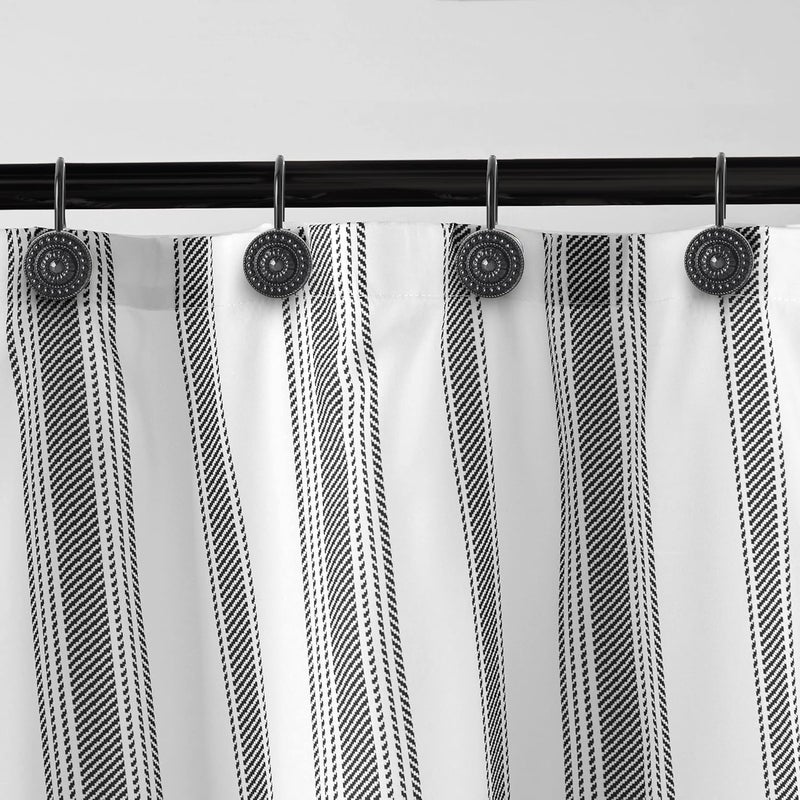 iToplin Black Shower Curtain Hooks, Rust Proof Decorative Shower Curtain Rings for Bathroom, Shower Curtain Hooks for Shower Liner, 12Pcs - Image 3